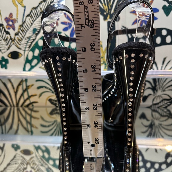 Pleaser Kiss209LS Elegant Black Platform Heels with Rhinestone - Picture 6 of 6